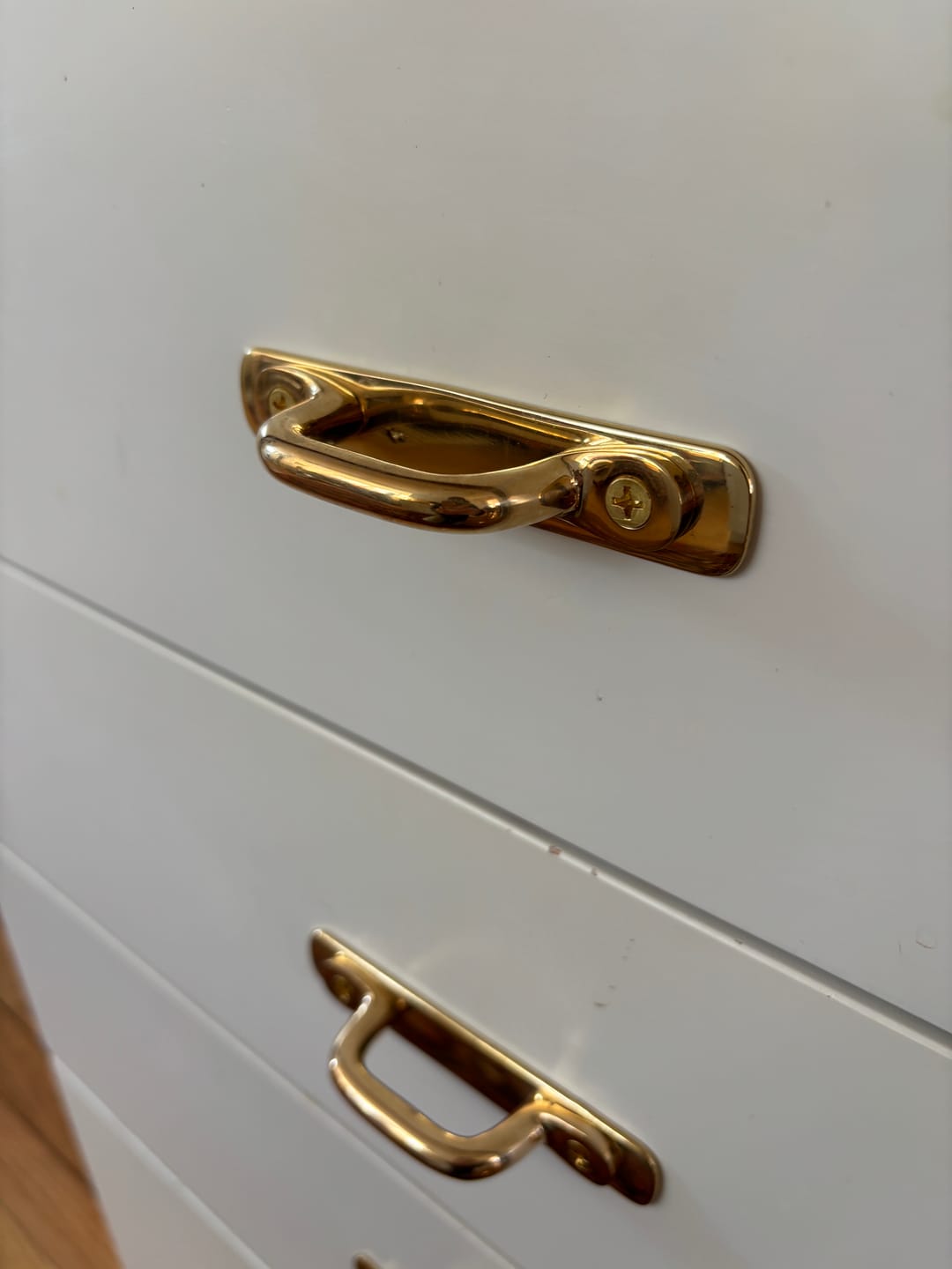 Customer photo review of Serene Cabinet Pulls - Unlacquered Brass Polished