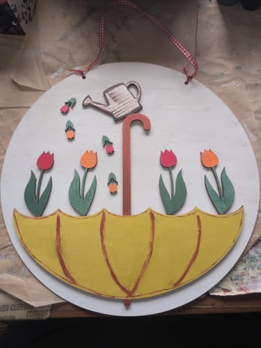 Customer photo review of Unfinished Wood Umbrella Shape | Spring Rain | DIY Craft Cutout | up to 46"