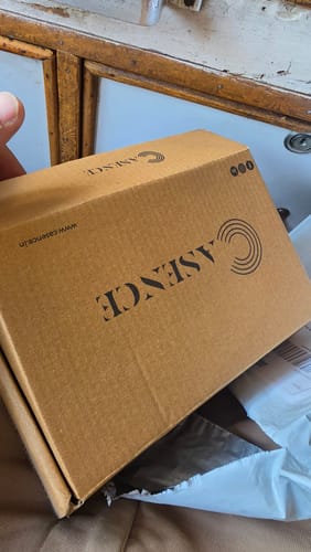 Customer showing the Casence branded box for their Anti Yellow Magsafe Clear Case.