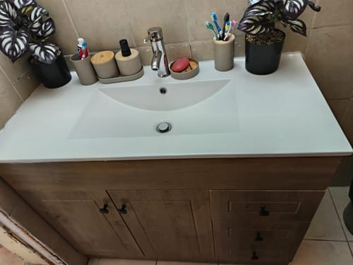 Customer photo review of Kit Mueble + Vanitorio Madera Plano 100x80x47cm