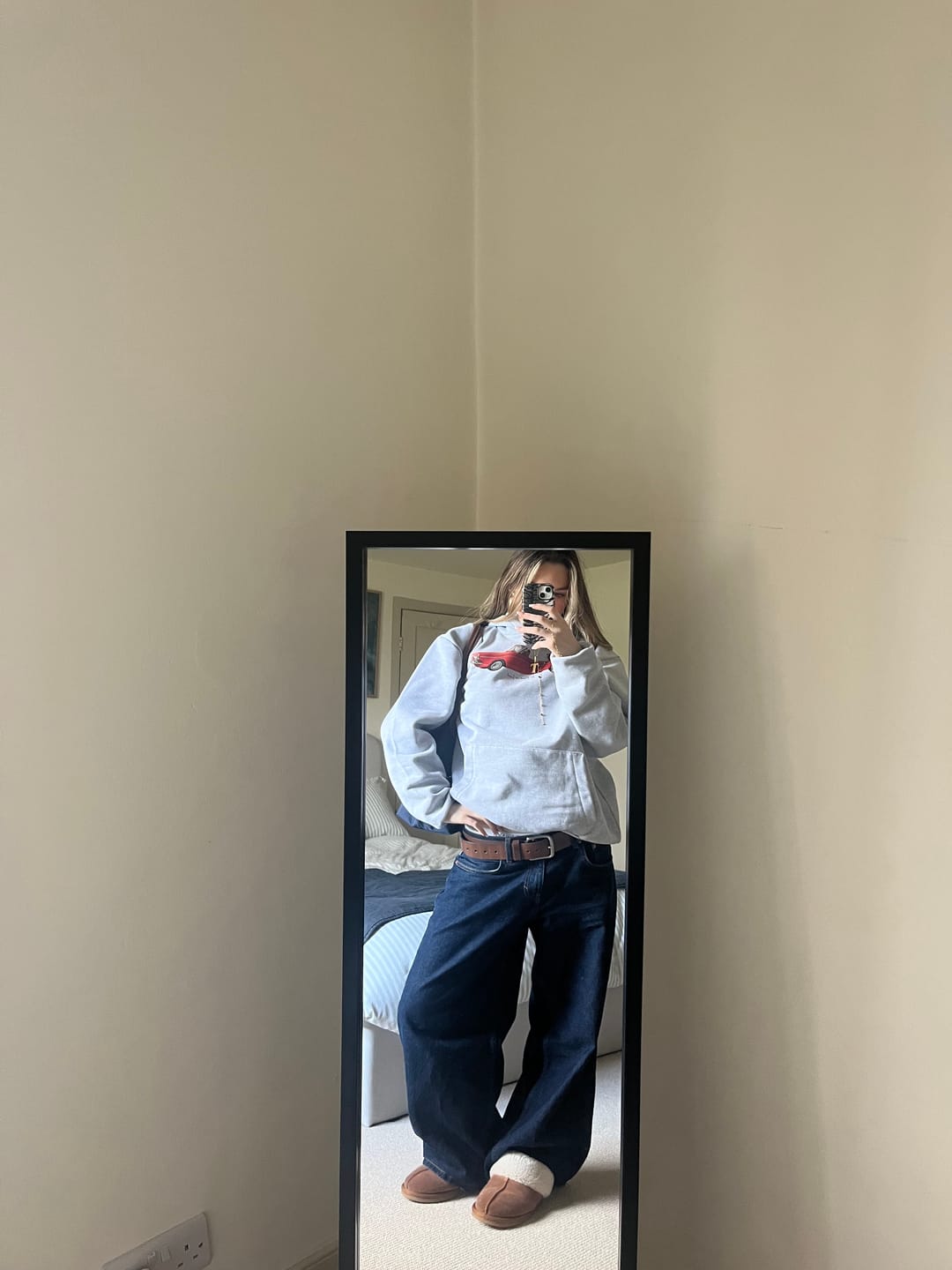 Customer photo review of drop top grey hoodie