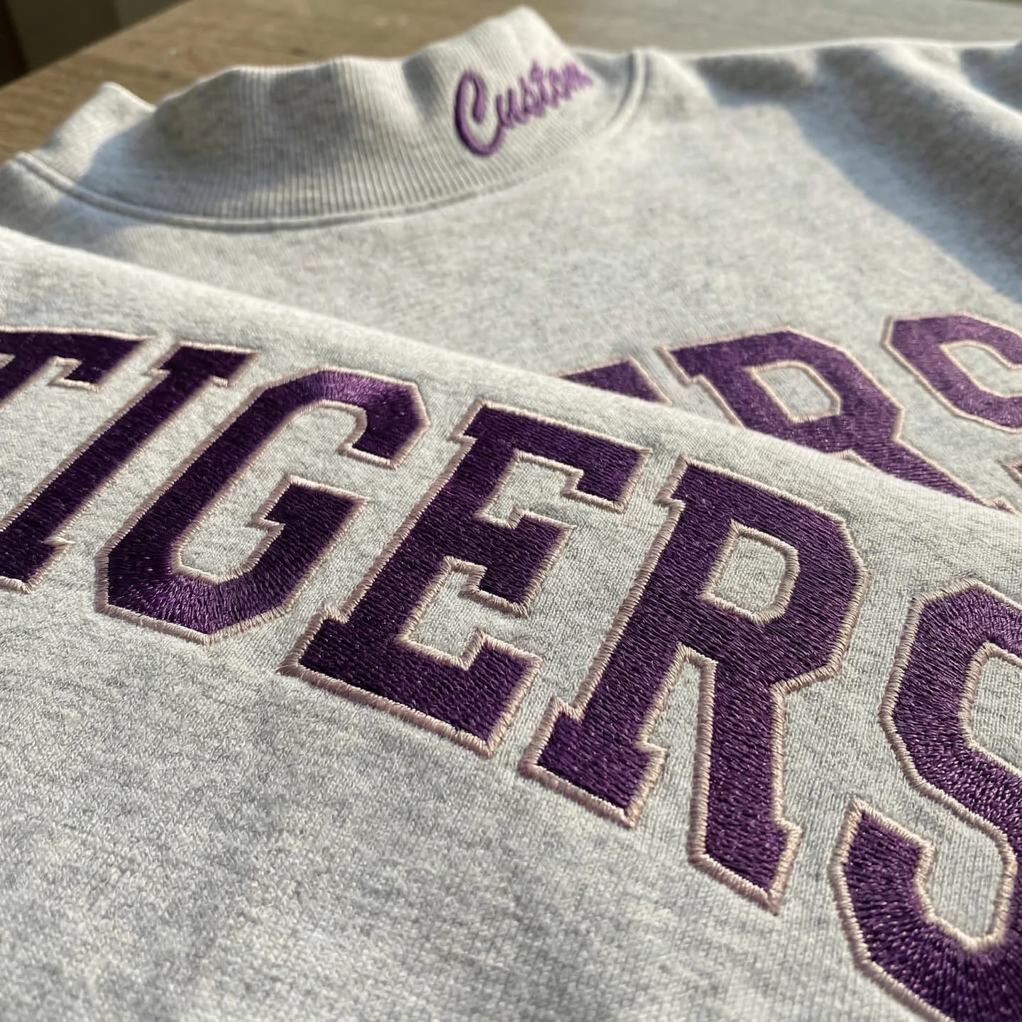 Customer photo review of Custom Mockneck Embroidered Team Name Sweatshirt – Stand-up Collar