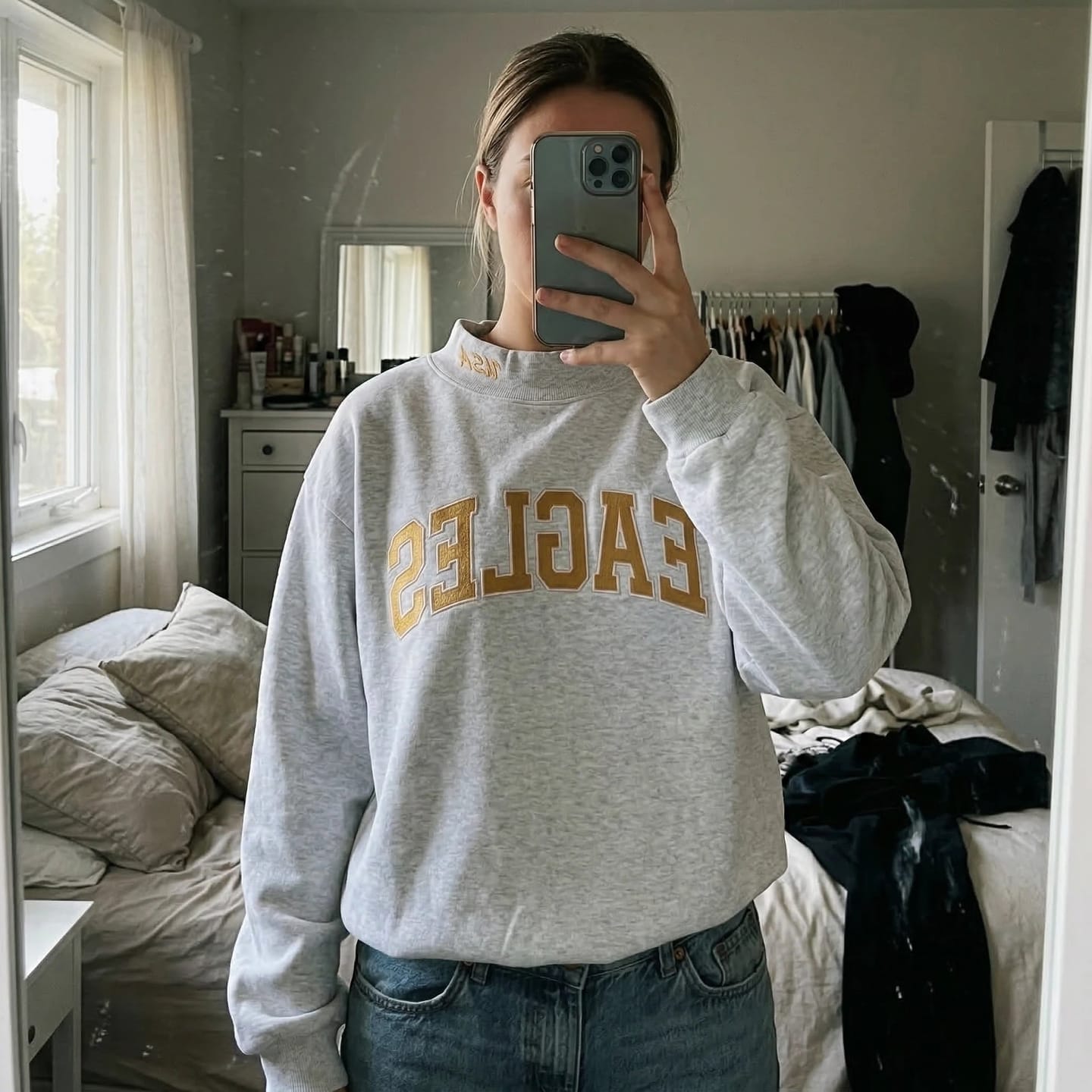 Customer photo review of Custom Mockneck Embroidered Team Name Sweatshirt – Stand-up Collar