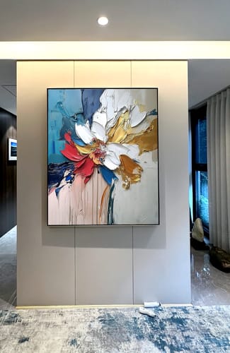 Customer photo review of Floral Essence-Textured Abstract Floral Oil Painting for Modern Wall Decor