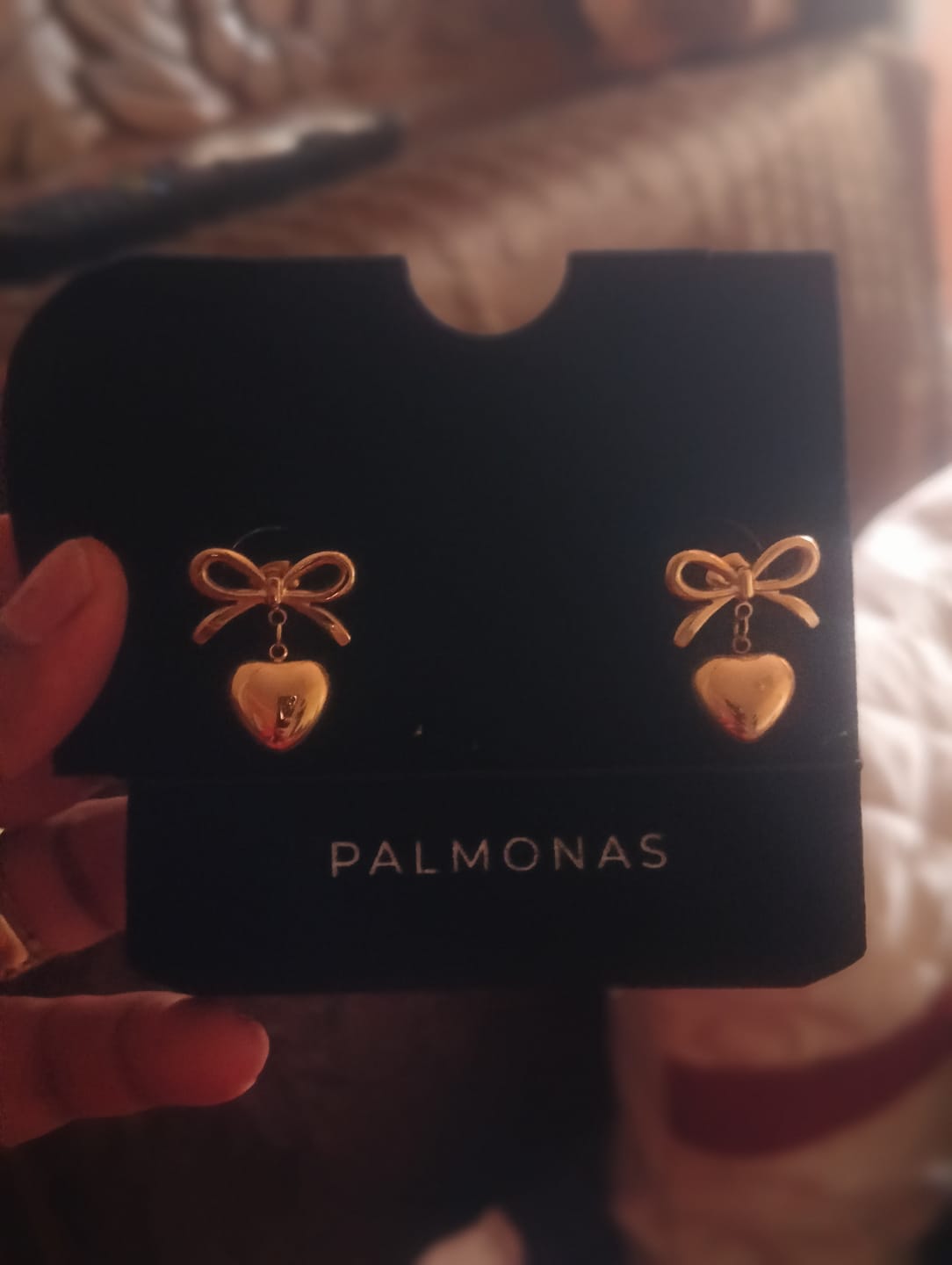 Customer photo review of Wrapped With Love Heart Earrings