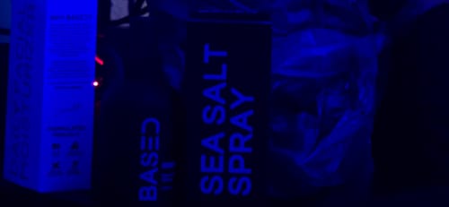 Customer's Based Sea Salt Spray box in dark, blue lighting.