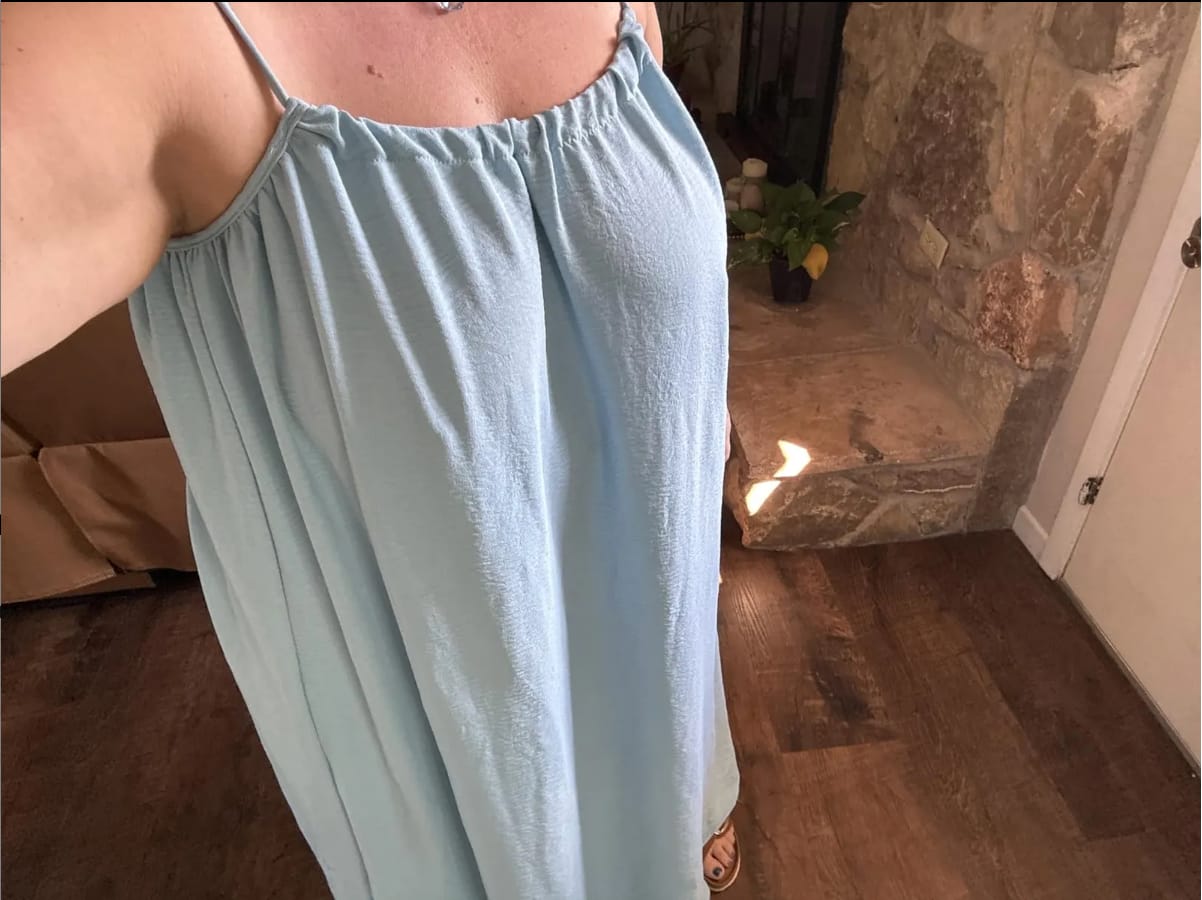 Customer photo review of Backless Maxi Dress