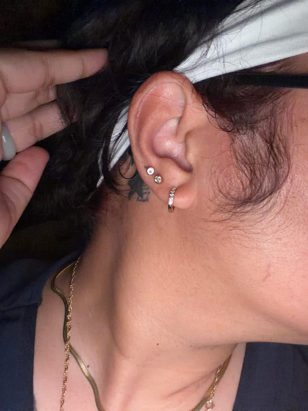 Customer photo review of My Huggies Sparkle Hoop Earrings