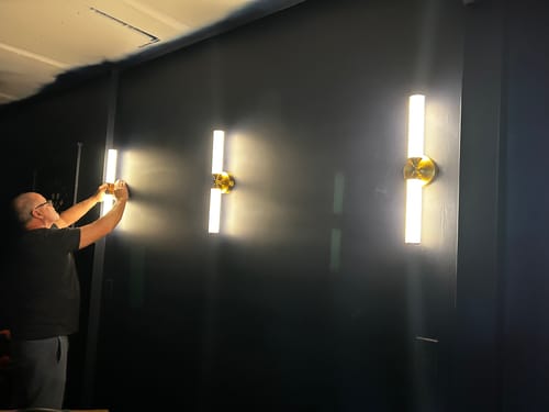 Customer photo review of 2-Light Ribbed Opal Glass Linear LED Vanity Wall Sconce