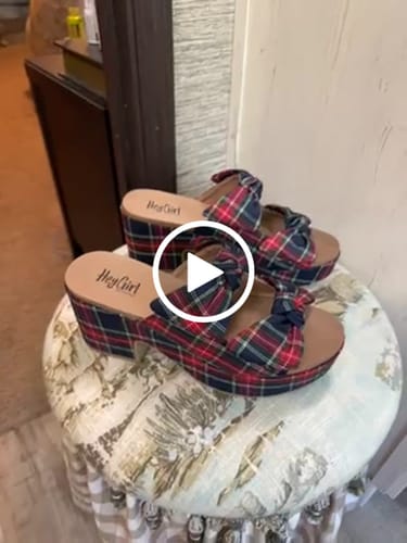 Customer video review of Corky's Navy Plaid Put A Bow On It Heels