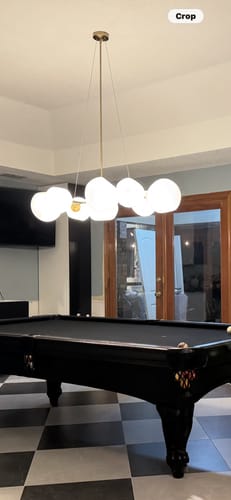 Customer photo review of 8-Light Opal Swirl Glass Globe Branch Island Chandelier