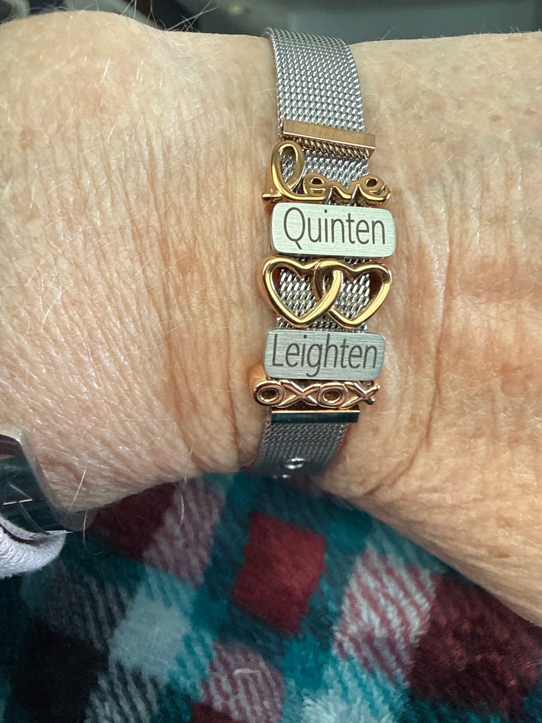 Customer photo review of Mesh charm name silver