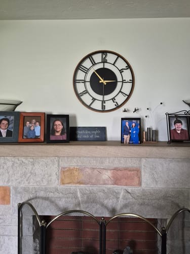 Customer photo review of METAL WALL CLOCK with Wooden Corners