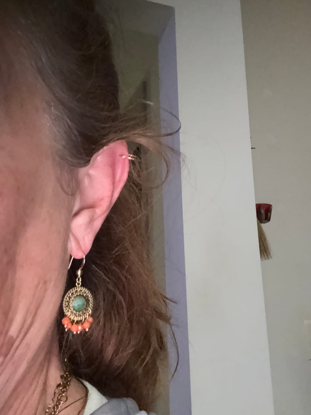 Customer photo review of Natural African Green Jade Bohemian Earrings