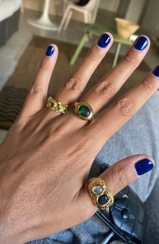 Customer photo review of 2-Stone 18k Gold Rugged Ring