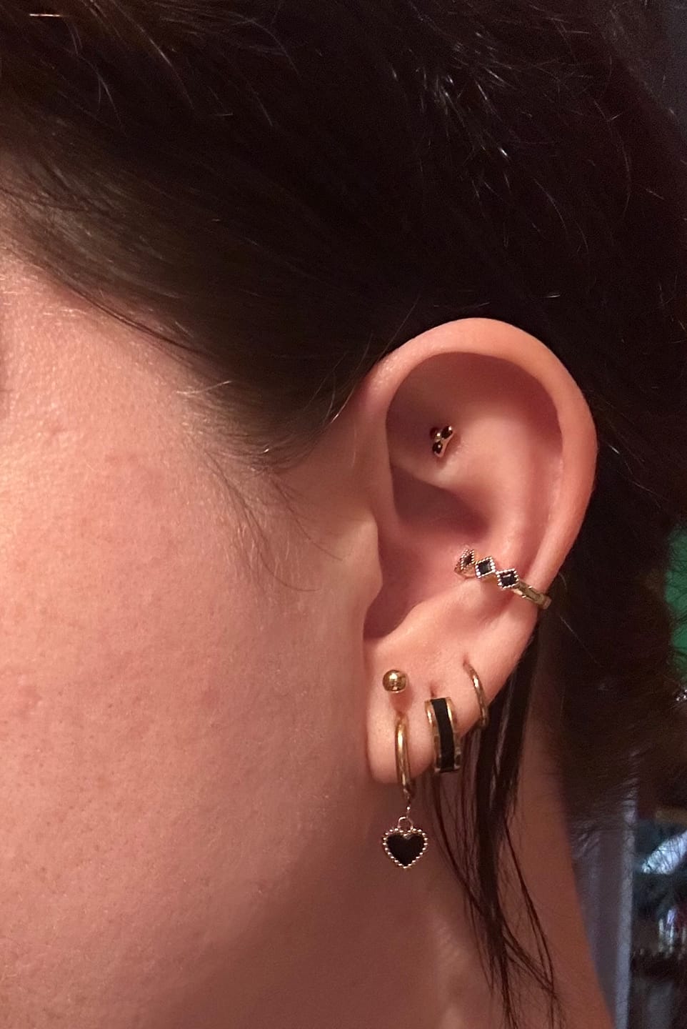Customer photo review of 'Tainted Hearts' Hoop Earrings