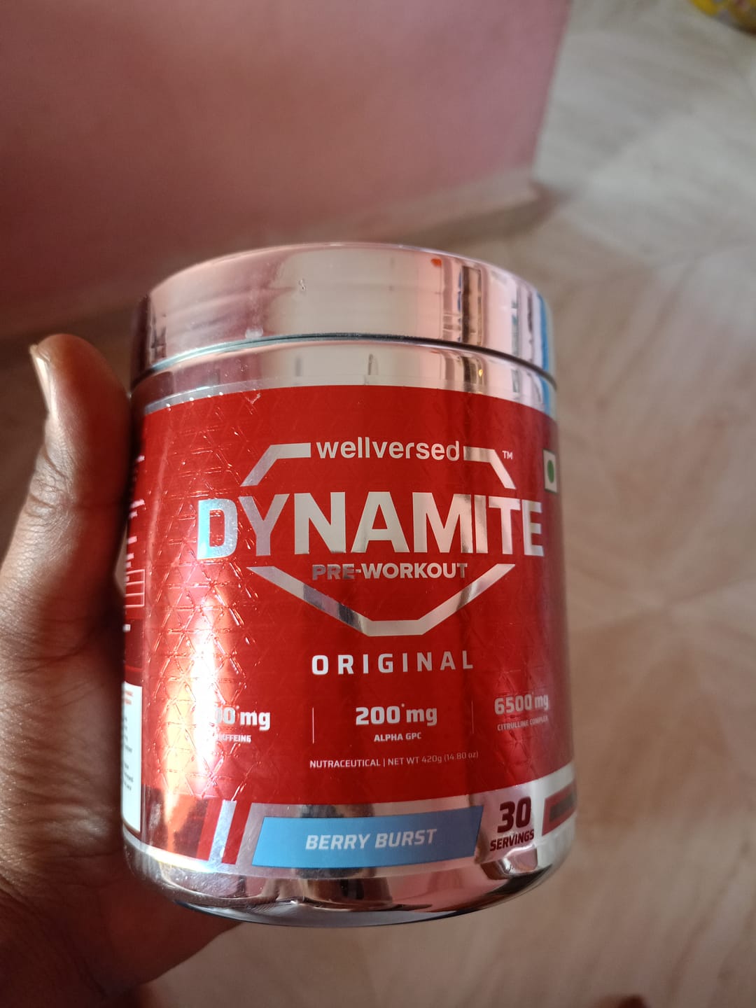 Customer photo review of Dynamite Pre-Workout (420g, 30 Servings) | Berry Burst