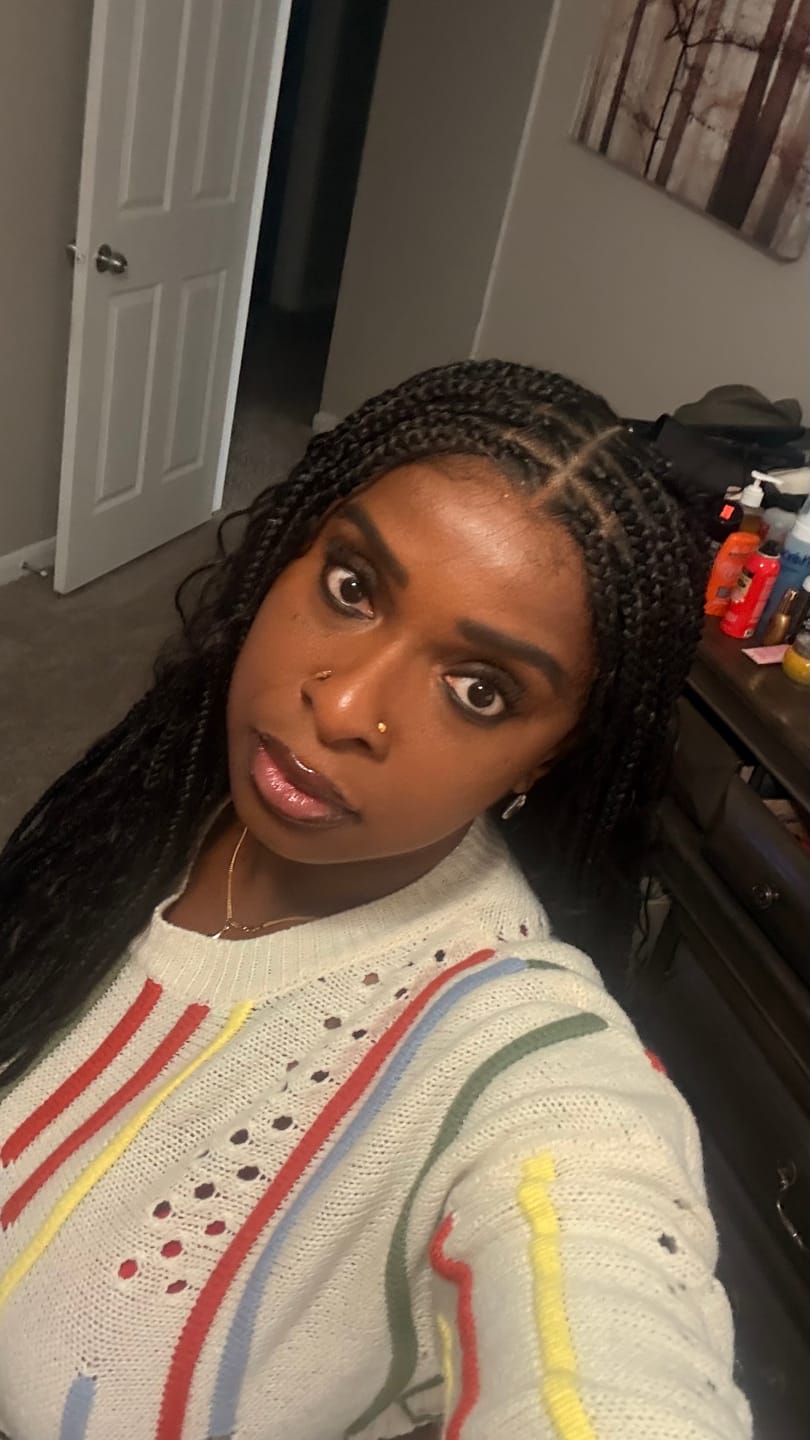 Customer photo review of Swiss HD Full Lace Human Hair Boho Curls 36" Knotless Boho Box Braided Wig