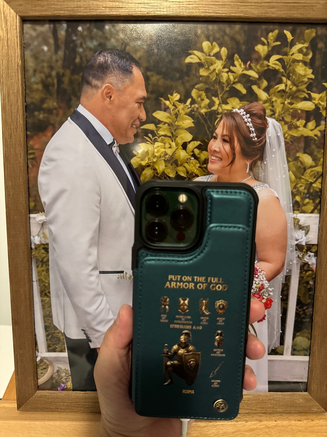 Customer photo review of Put On The Full Amor Of God - Personalized Christian Wallet Phone Case