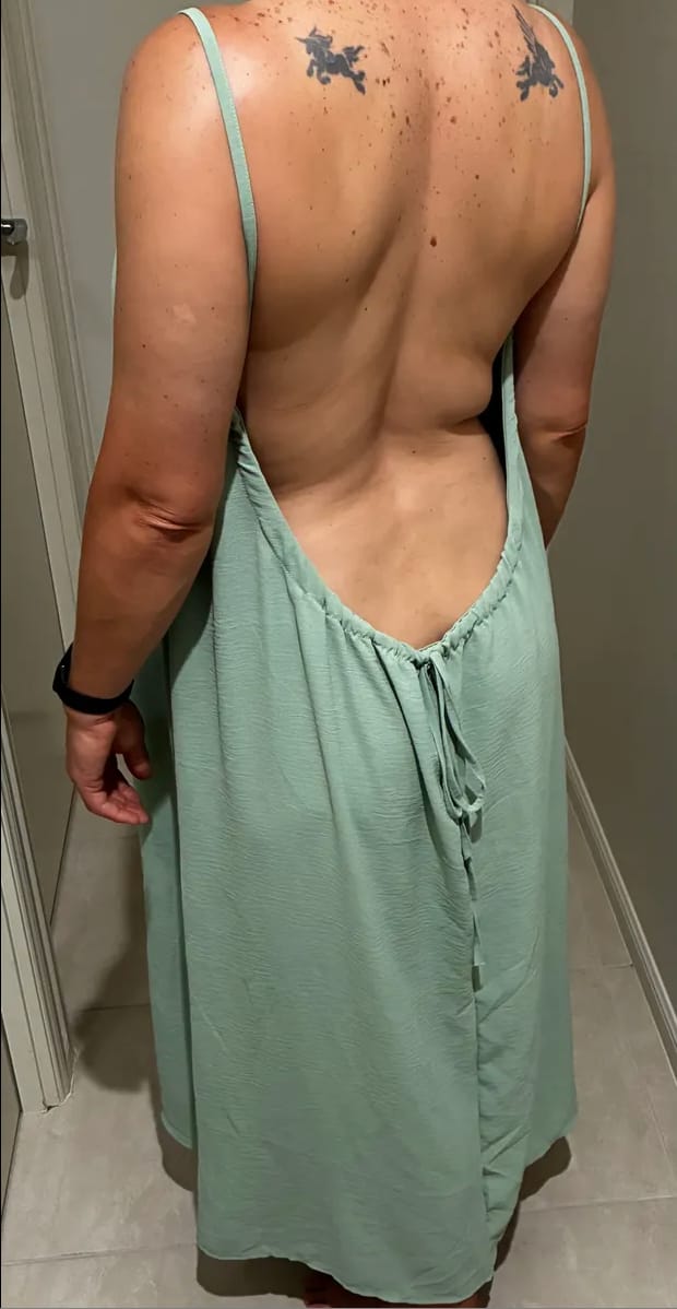 Customer photo review of Backless Maxi Dress