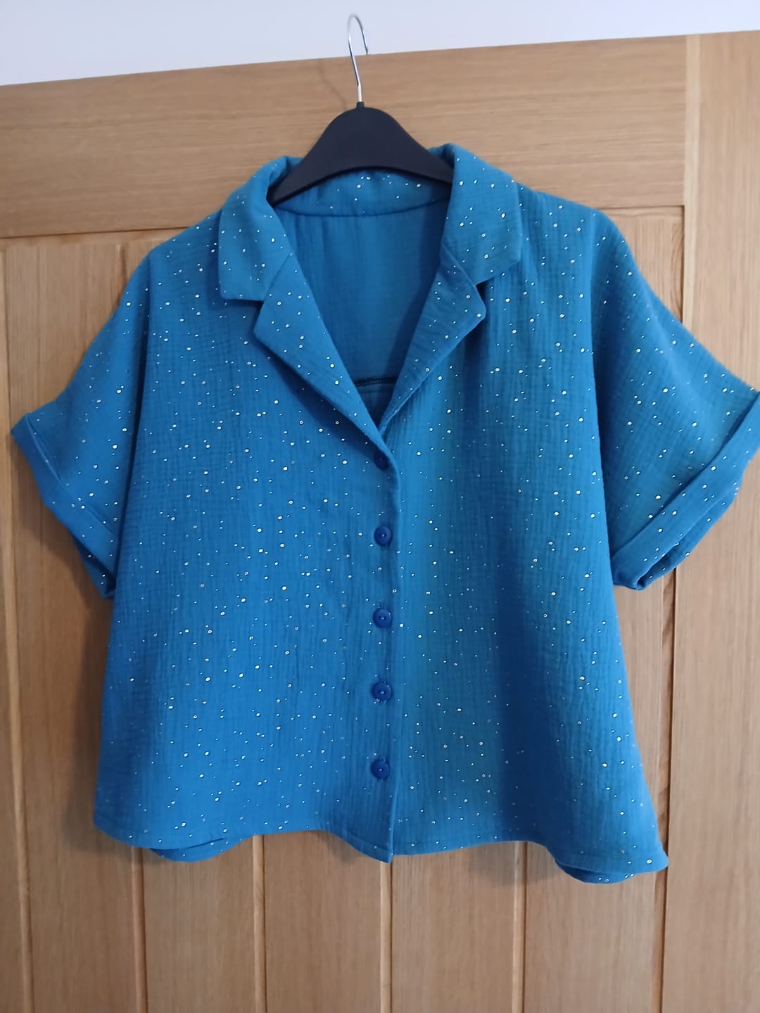 Customer photo review of Gold Speckled Double Gauze Fabric