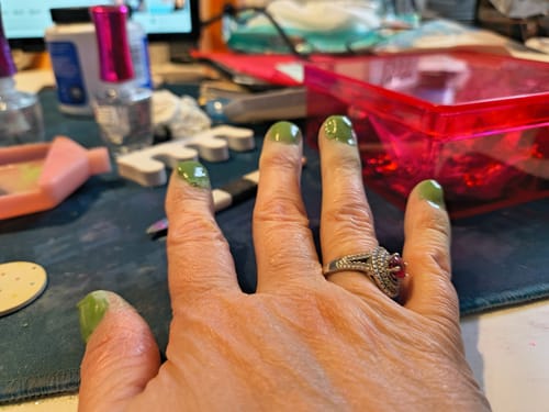 Customer photo review of D1465 Olive Grove Green Dip Powder