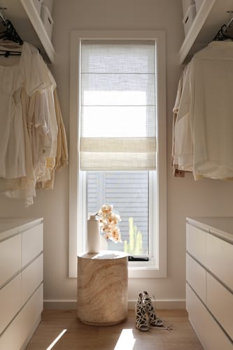 Customer photo review of Cassie Flat Fold Linen Blend Cordless Custom Roman Shade