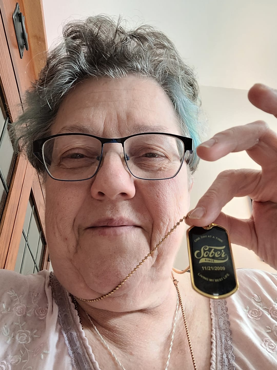 Customer photo review of Sobriety Gift | Dog Tag with Personalized 'Sober Since' Date
