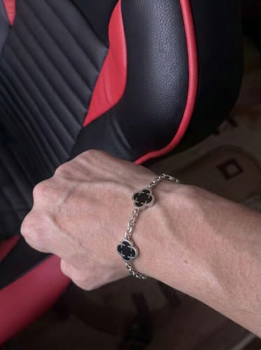 Customer photo review of Black Clover Bracelet (White Gold)