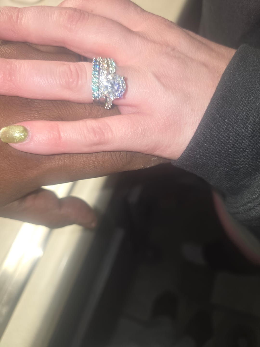 Customer photo review of Rodiffy Moissanite 2.0Ct~4.0 Ct Round Engagement Ring -4 Prong Setting