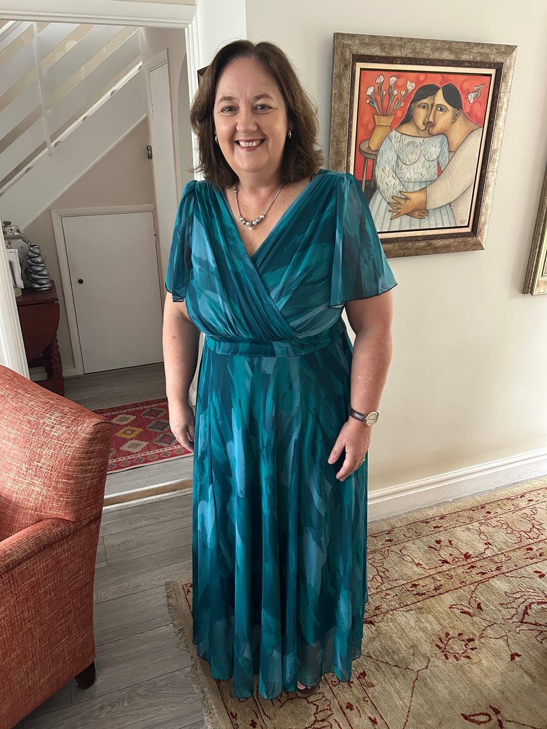 Customer photo review of Isabelle Sea Green Float Sleeve Maxi Dress