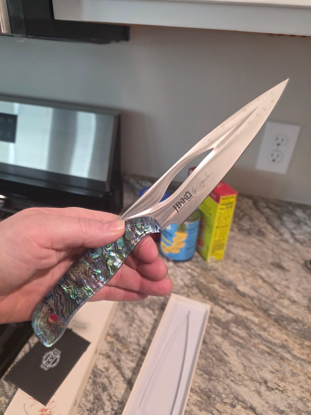 Customer photo review of The Pearl Eye Edition – Signature Knife by JIKKO®