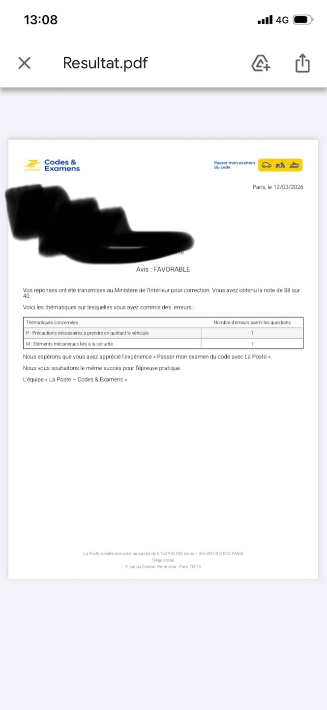 Customer photo review of ENTRAÎNEMENT AU CODE DE LA ROUTE POUR 20€
