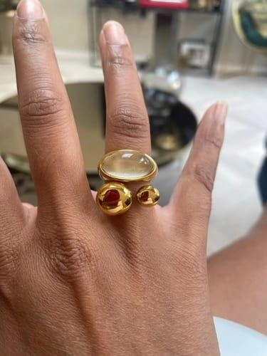Customer photo review of Resin Stone 18k Gold Plated Ring