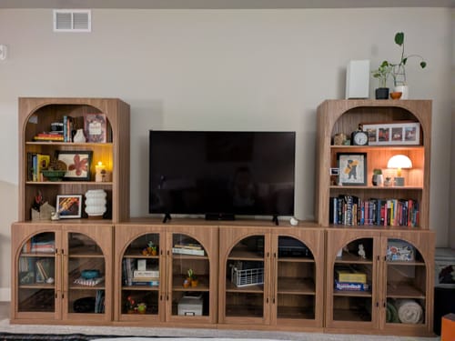 Customer photo review of Jagger Glass Door Entertainment Center Wall Unit (6-Piece)
