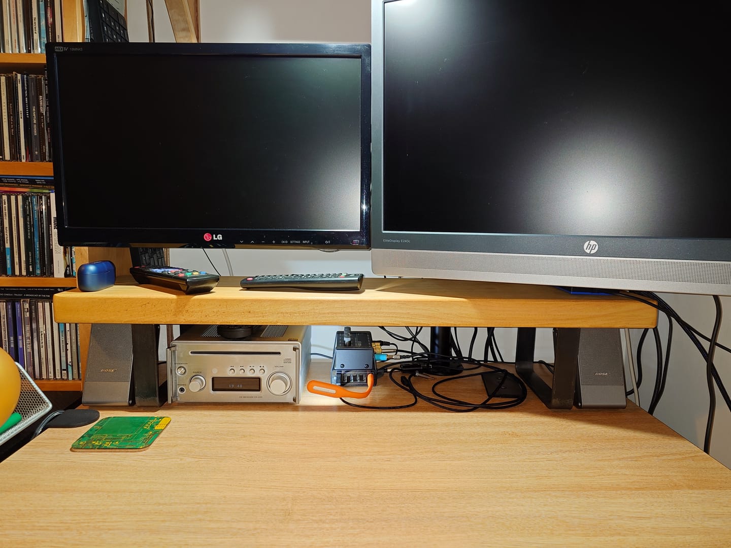 Customer photo review of Rustic Monitor Stand | Metal Sides