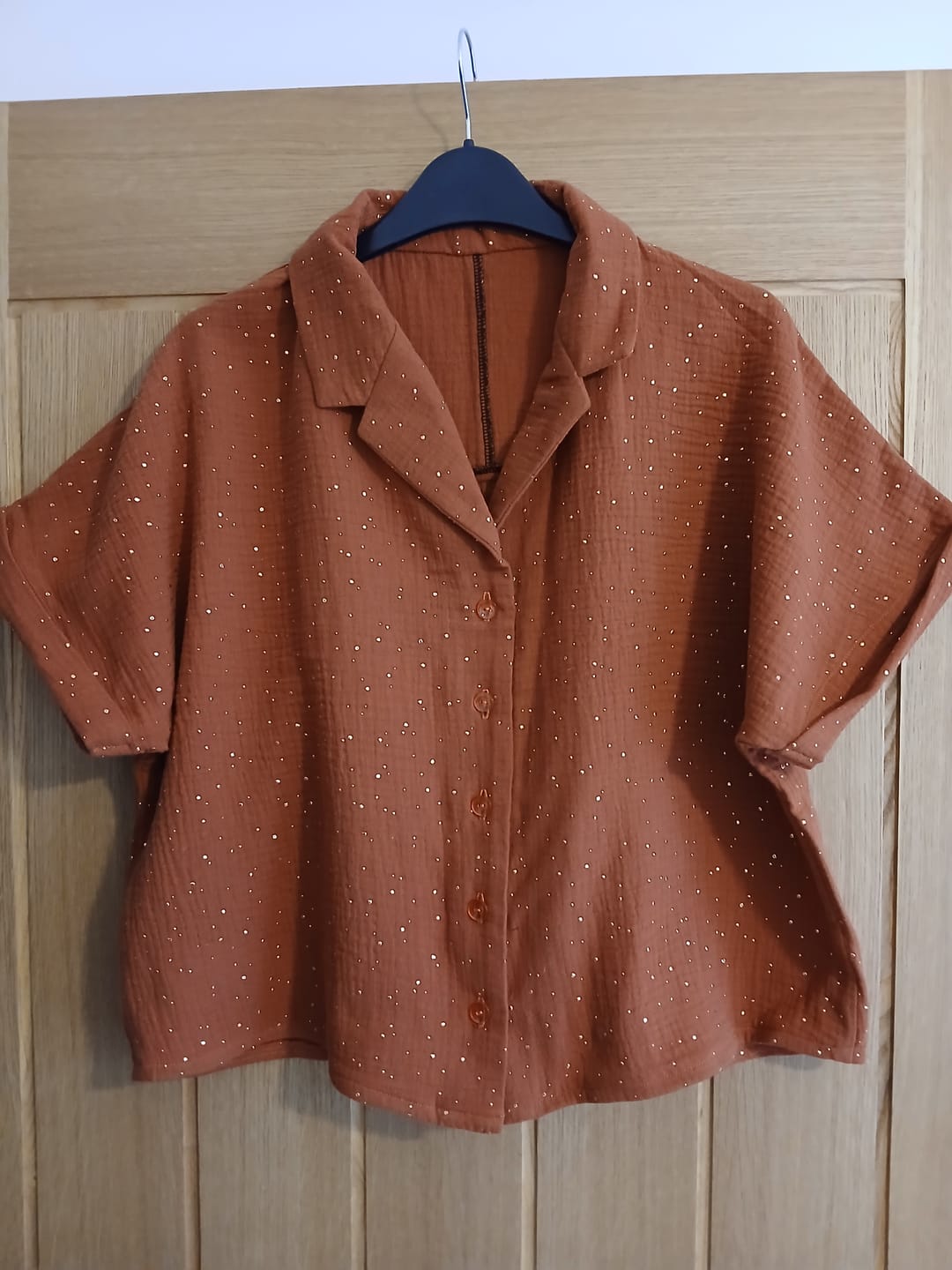 Customer photo review of Gold Speckled Double Gauze Fabric