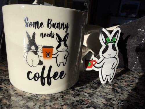Customer photo review of Some Bunny Needs Coffee Mug