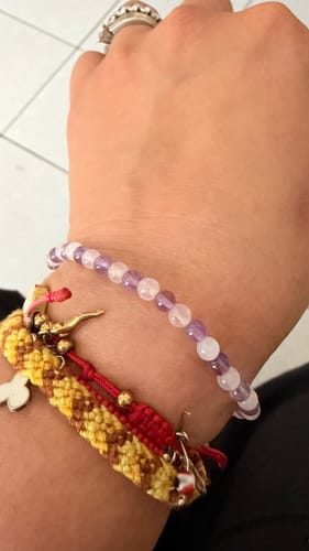 Customer photo review of Pulsera de Amatista y Cuarzo Rosa (4 mm)