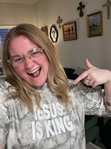 Customer photo review of Pre-Order Jesus Is King Premium Tee