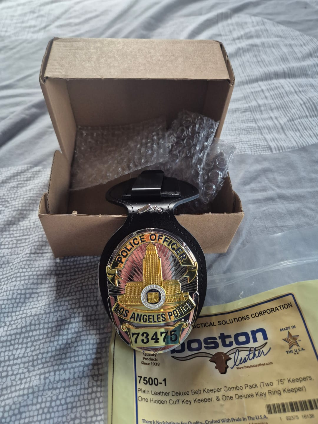 Customer photo review of LAPD Los Angeles Police Office Badge Customizable Number