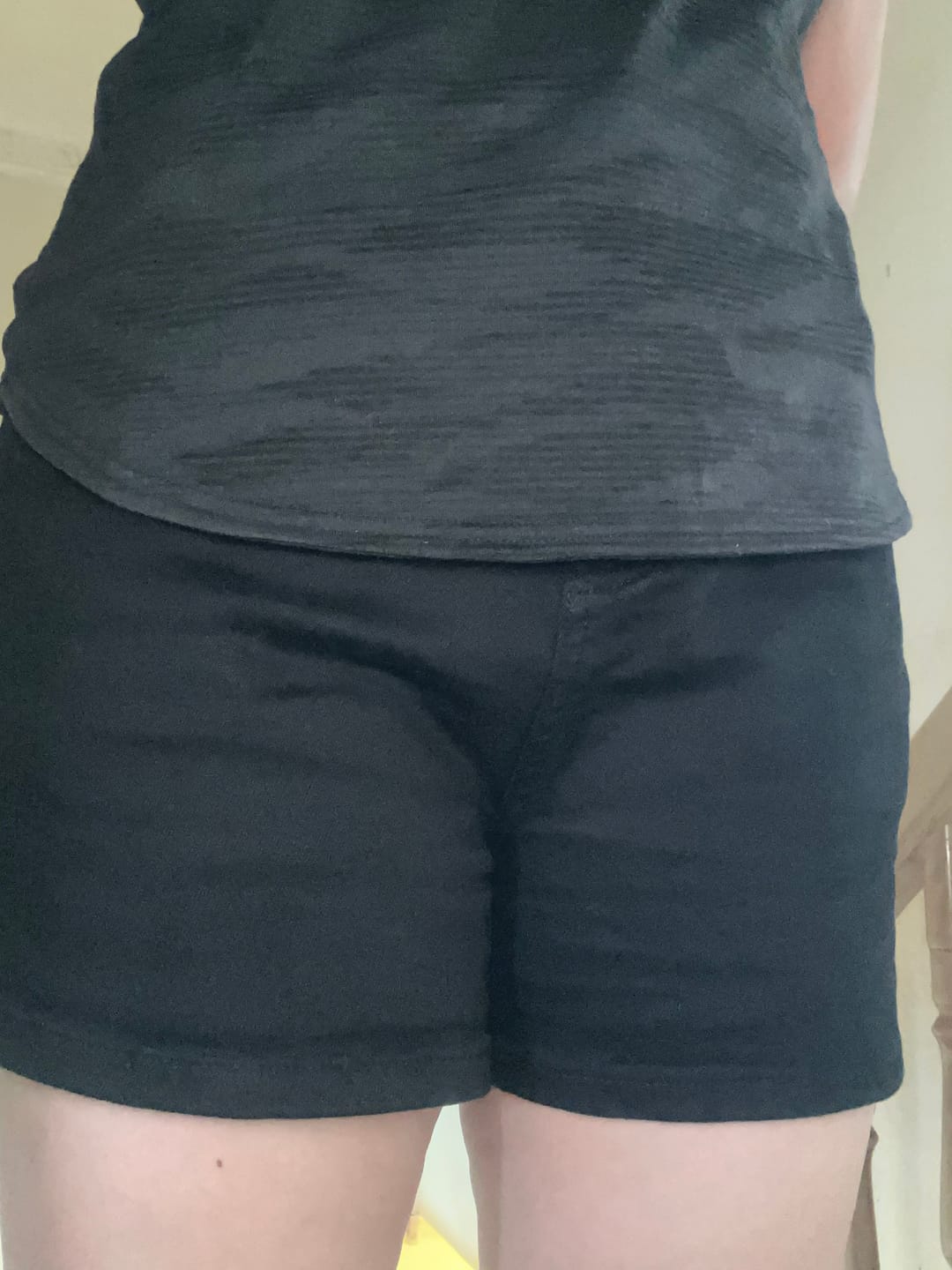 Customer photo review of BW Mid-Waisted Stretch Denim Shorts