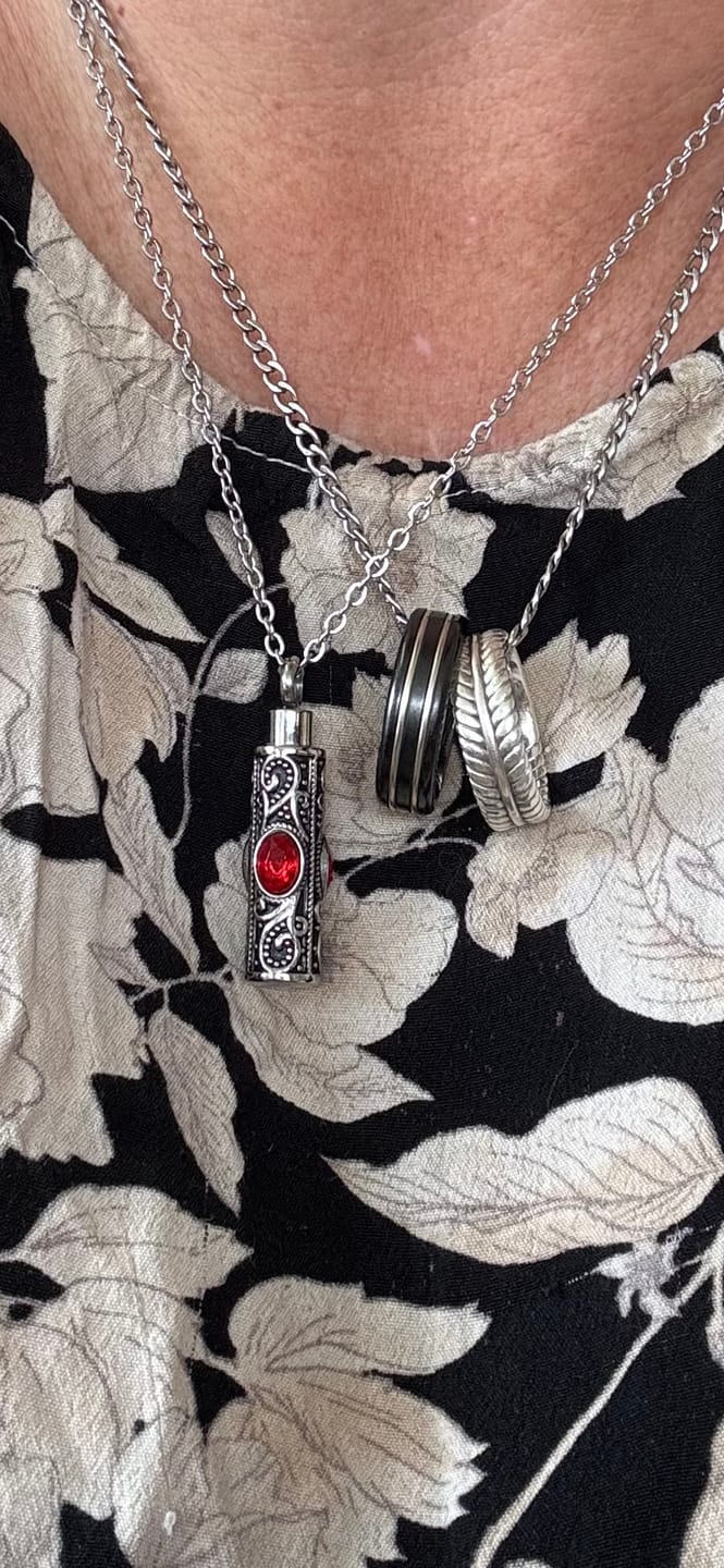 Customer photo review of Birthstone Pendant Cremation Urn Necklace -A022