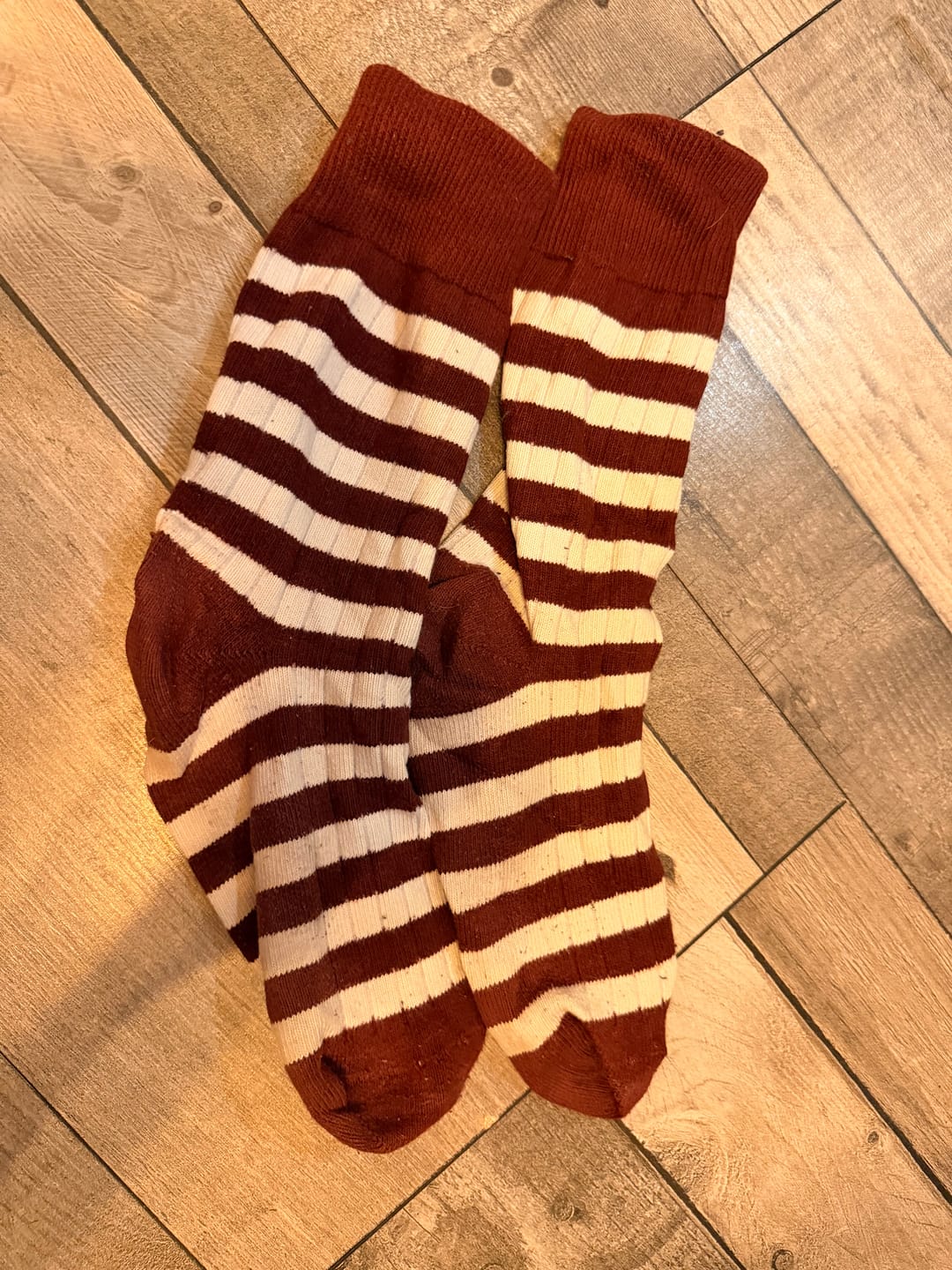 Customer photo review of Retro Striped Cotton Socks - Red/White