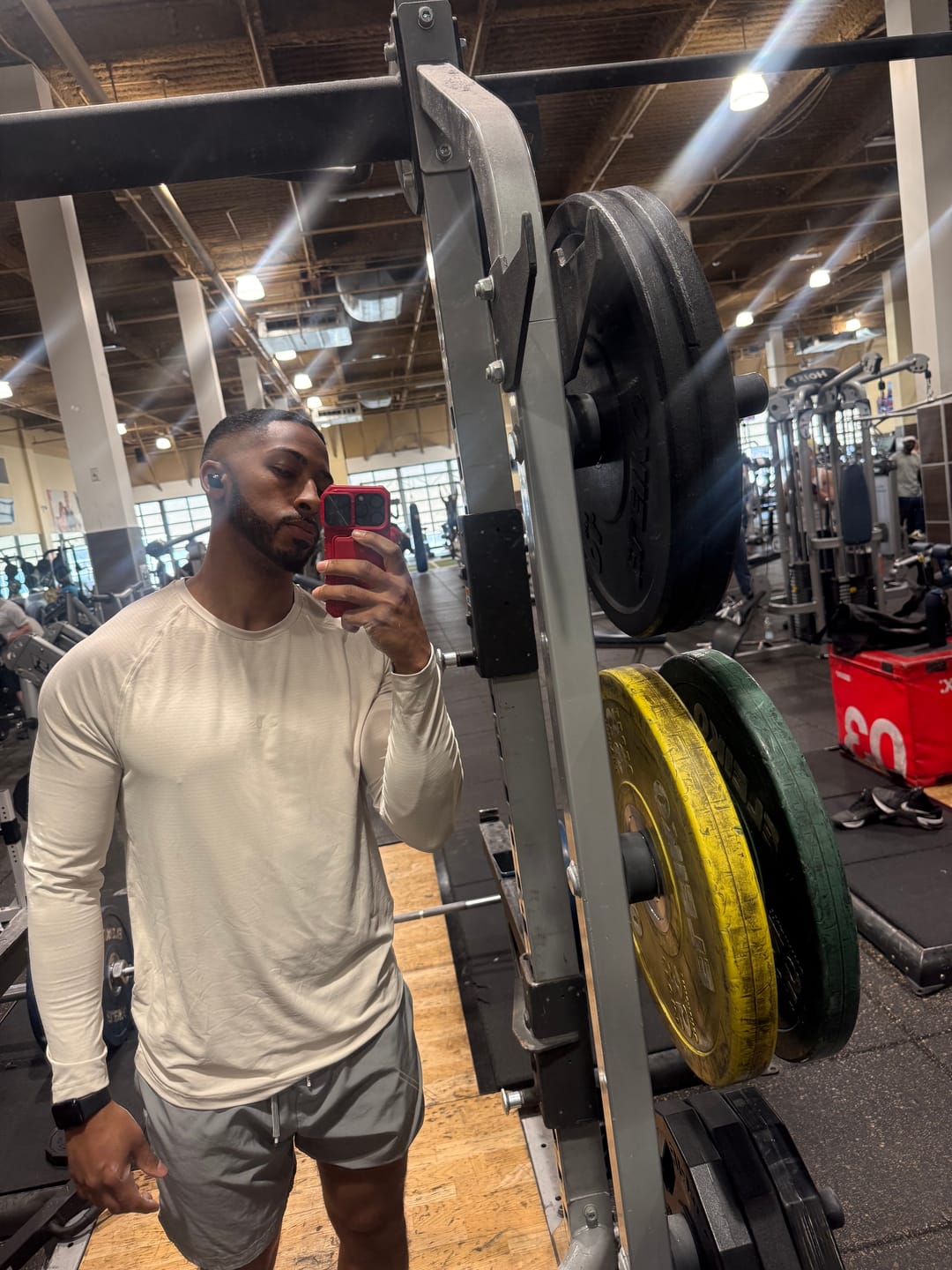 Customer photo review of Essentials Long Sleeve Athletic Fitted Tee