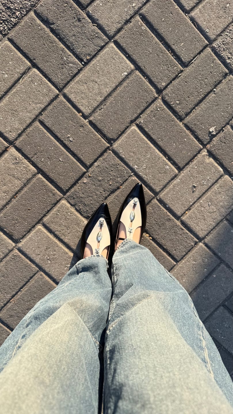 Customer photo review of Alicent | Pointed Toe Metal Pierce Mary Jane Flats