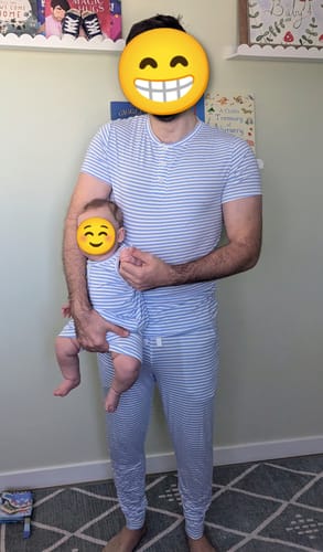 Customer photo review of Men's Jogger Pants - BLUE STRIPE