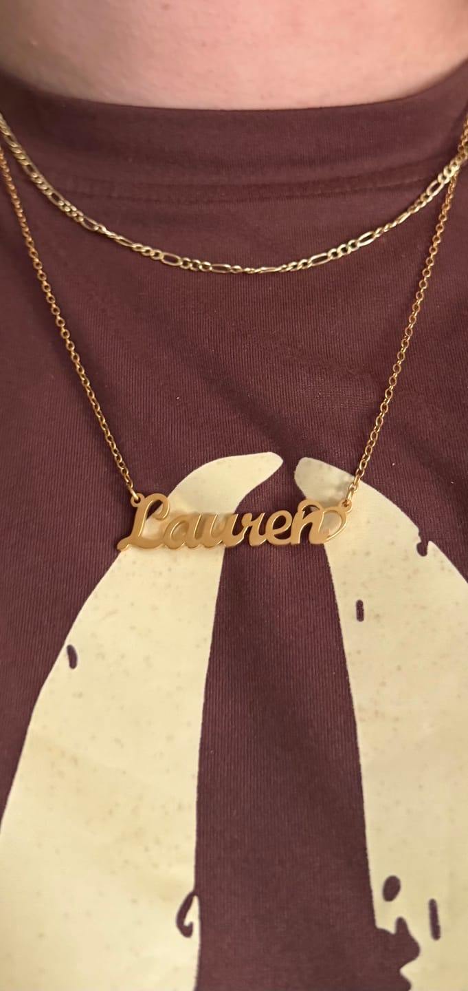 Customer photo review of Crescent Heart Name Necklace