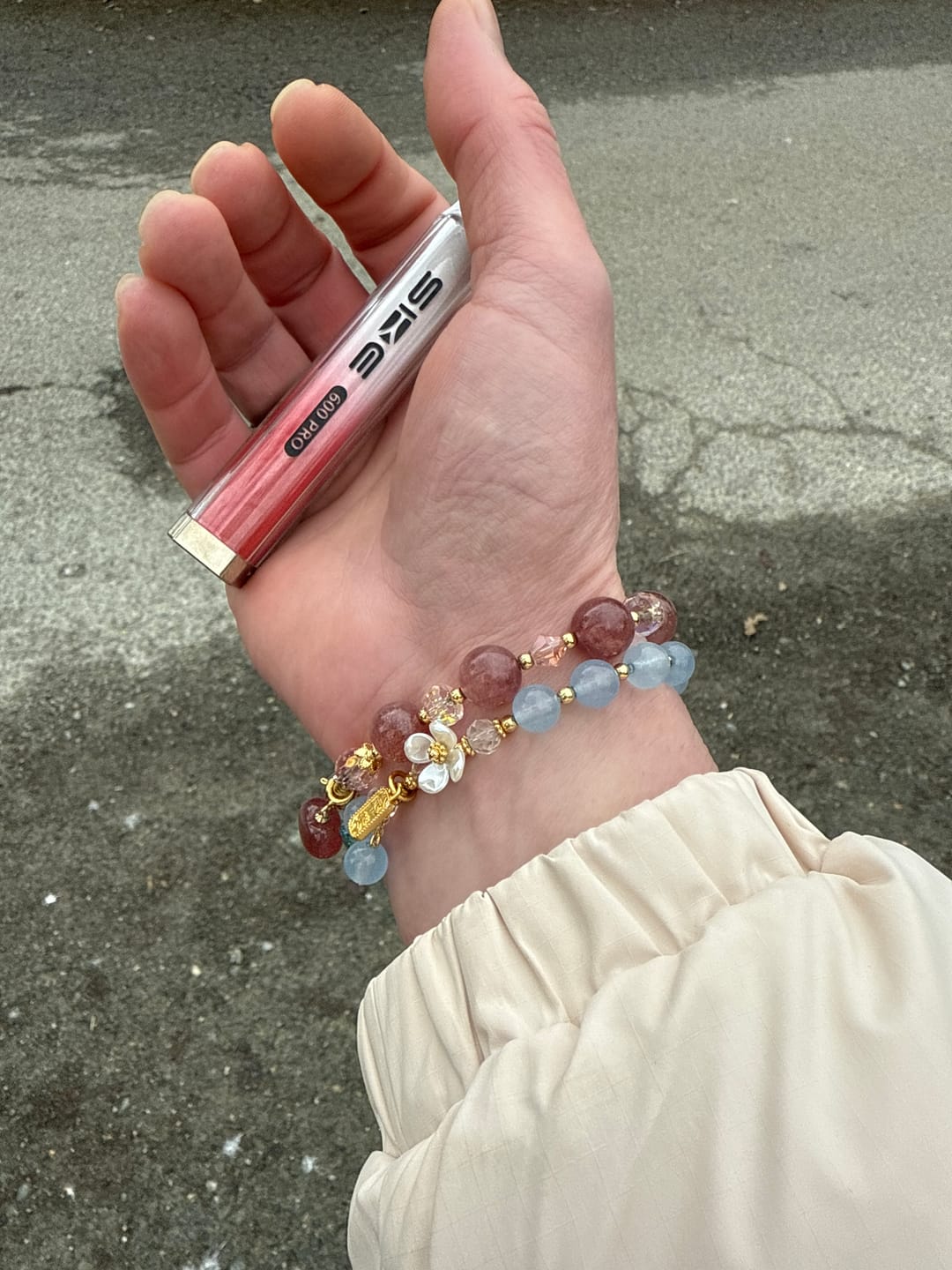 Customer photo review of Buddha Stones Natural Strawberry Quartz Crystal Love Heart Healing Positive Bracelet