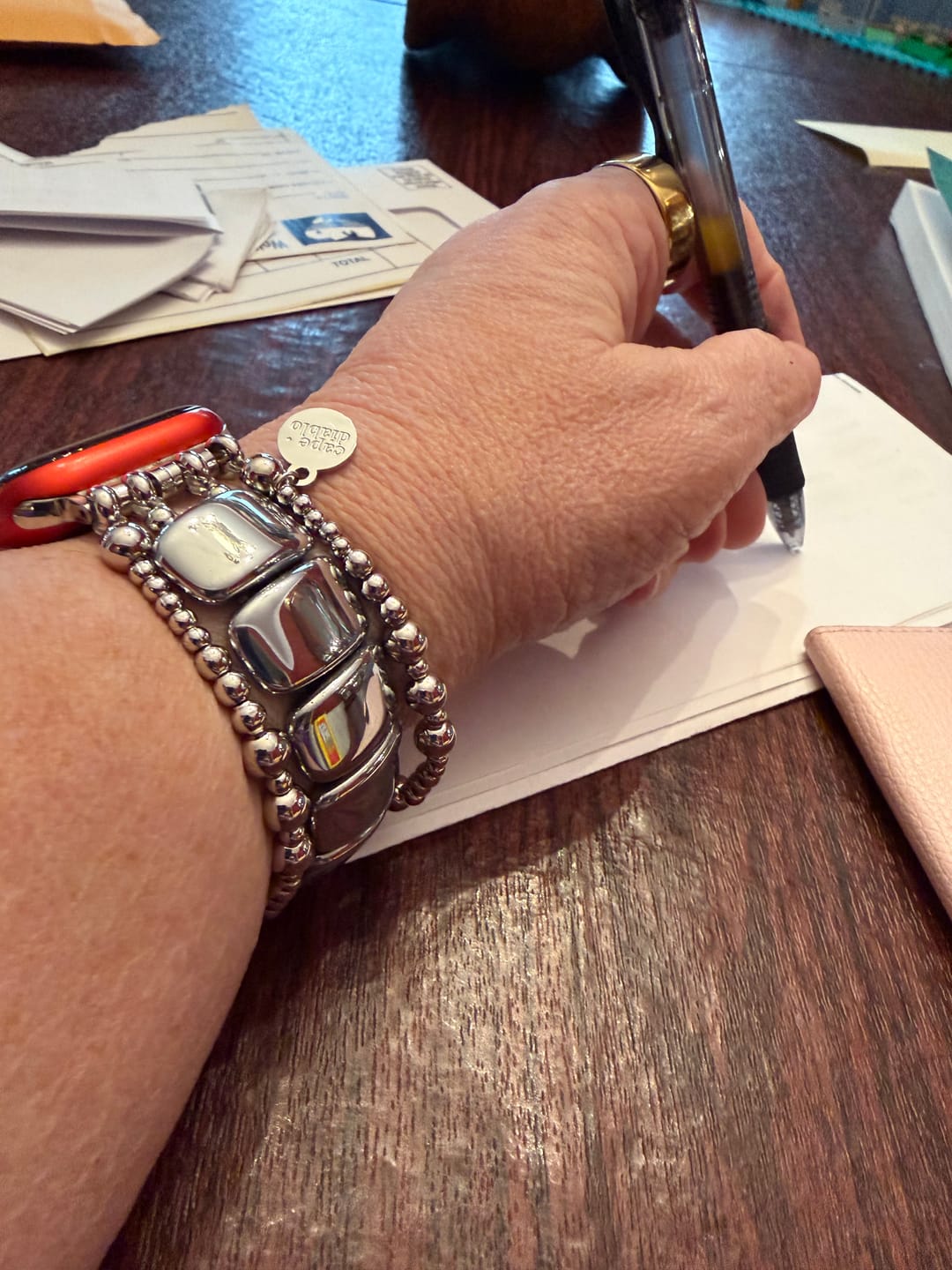 Customer photo review of Platinum Noir Stretch Apple Watch Strap